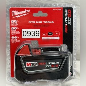 Milwaukee M18 REDLITHIUM XC5.0 Extended Capacity Battery Pack - Black...